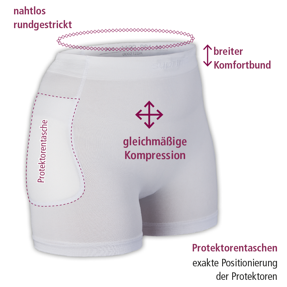 Hüftprotektor-Slip unisex, weiss (ohne Protektoren) – Suprima