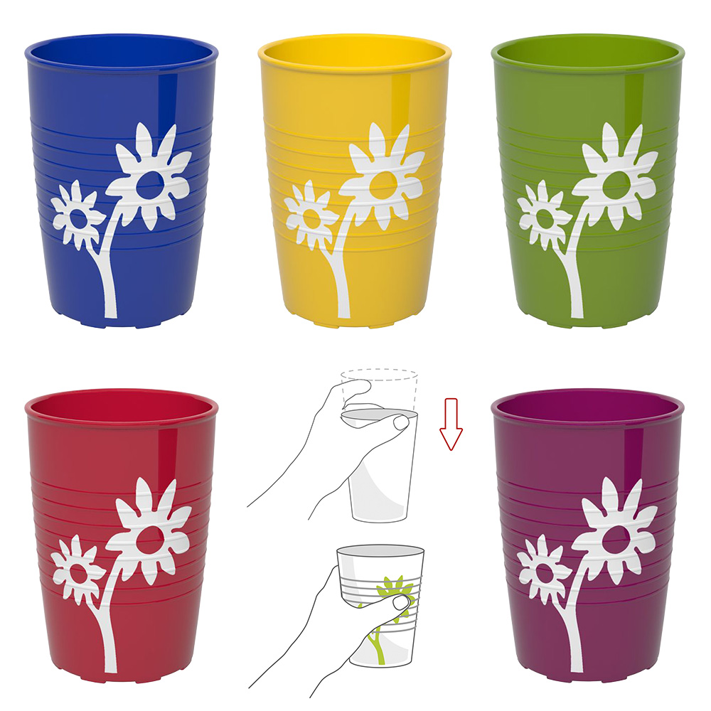 Becher mit Antirutsch-Trick Blume 250 ml / M830