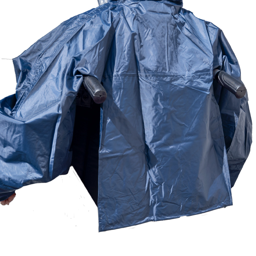 Rollstuhlregenschutz für Erwachsene mit Ärmel und Lehnenüberwurf, blau