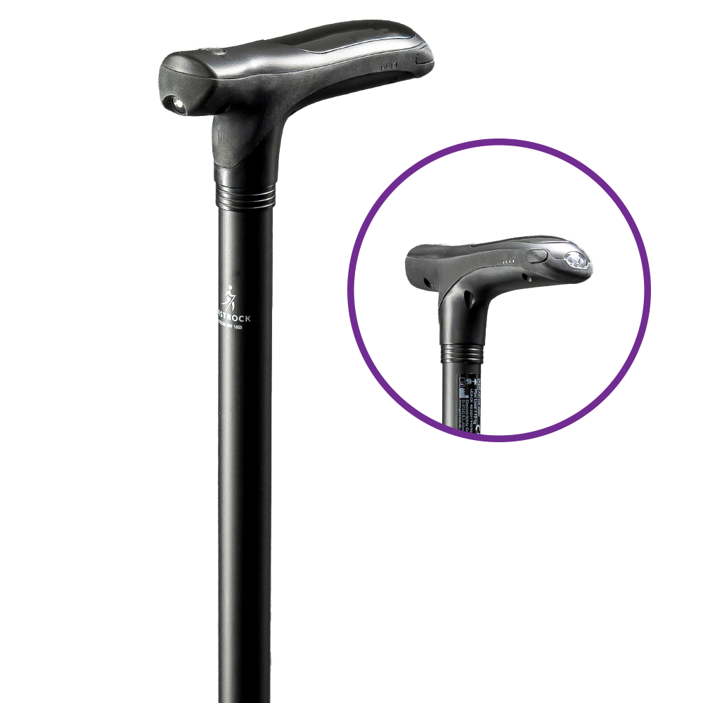 Gehstock HEAT mit Wärmepad und Licht, schwarz