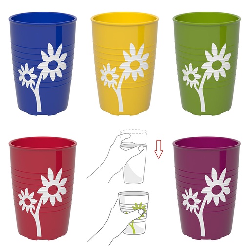 Becher mit Antirutsch-Trick Blume 250 ml / M830